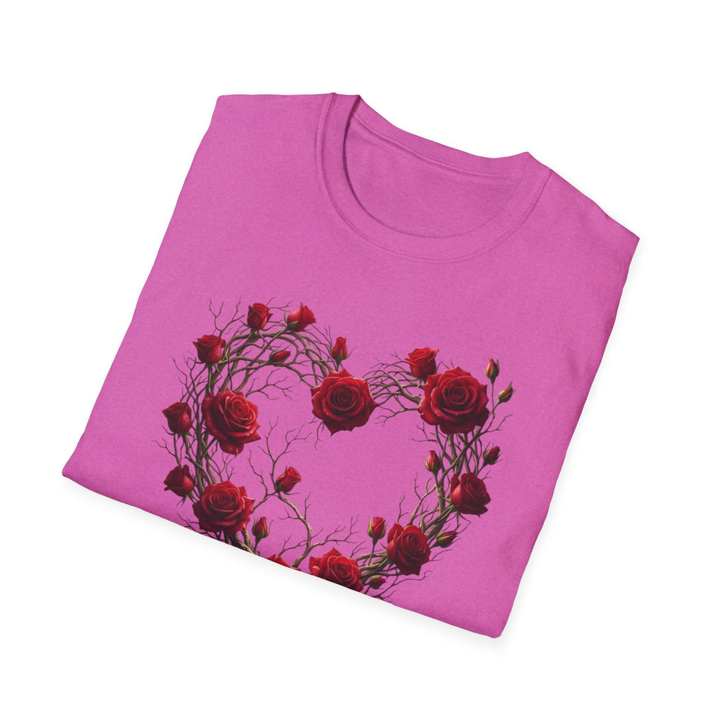 Rose Vine Heart T-Shirt — Heart of Vines with Red Roses