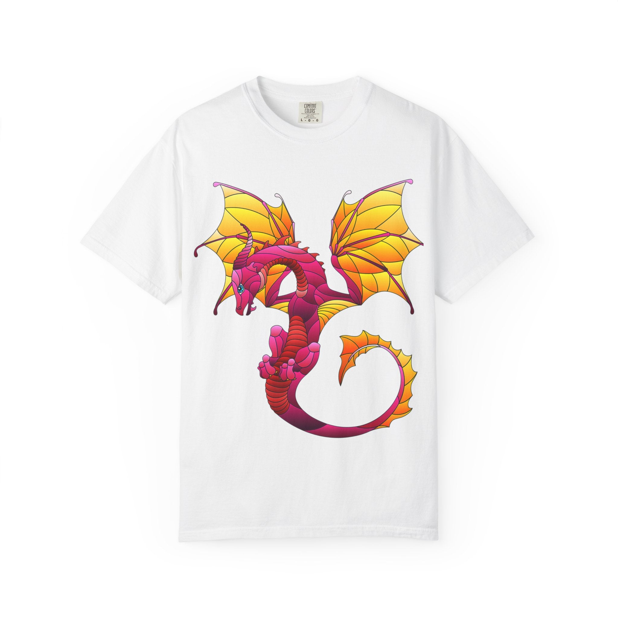 Dragon Graphic T-Shirt — Vibrant Pink & Gold Fantasy Tee