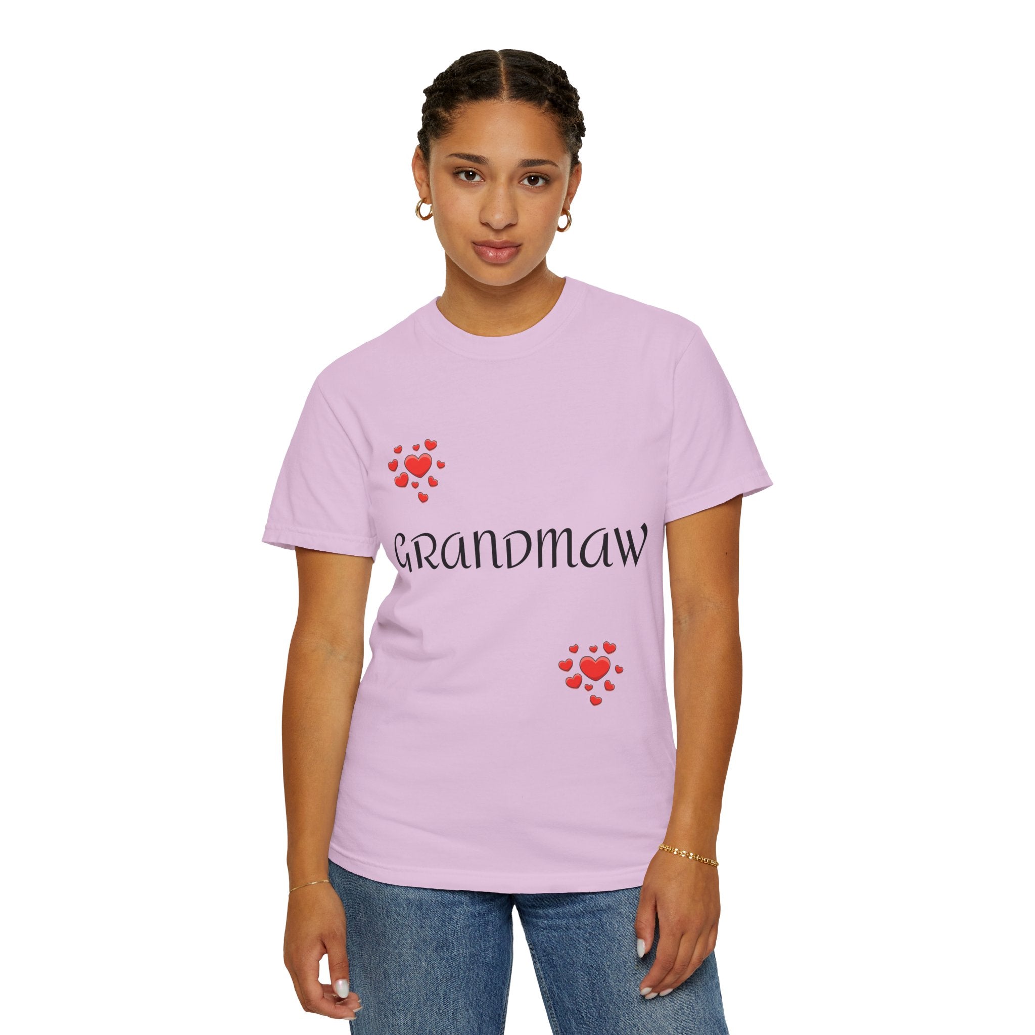 Grandmaw Heart Tee — 'GRANDMAW' Script T-Shirt with Red Heart Accents