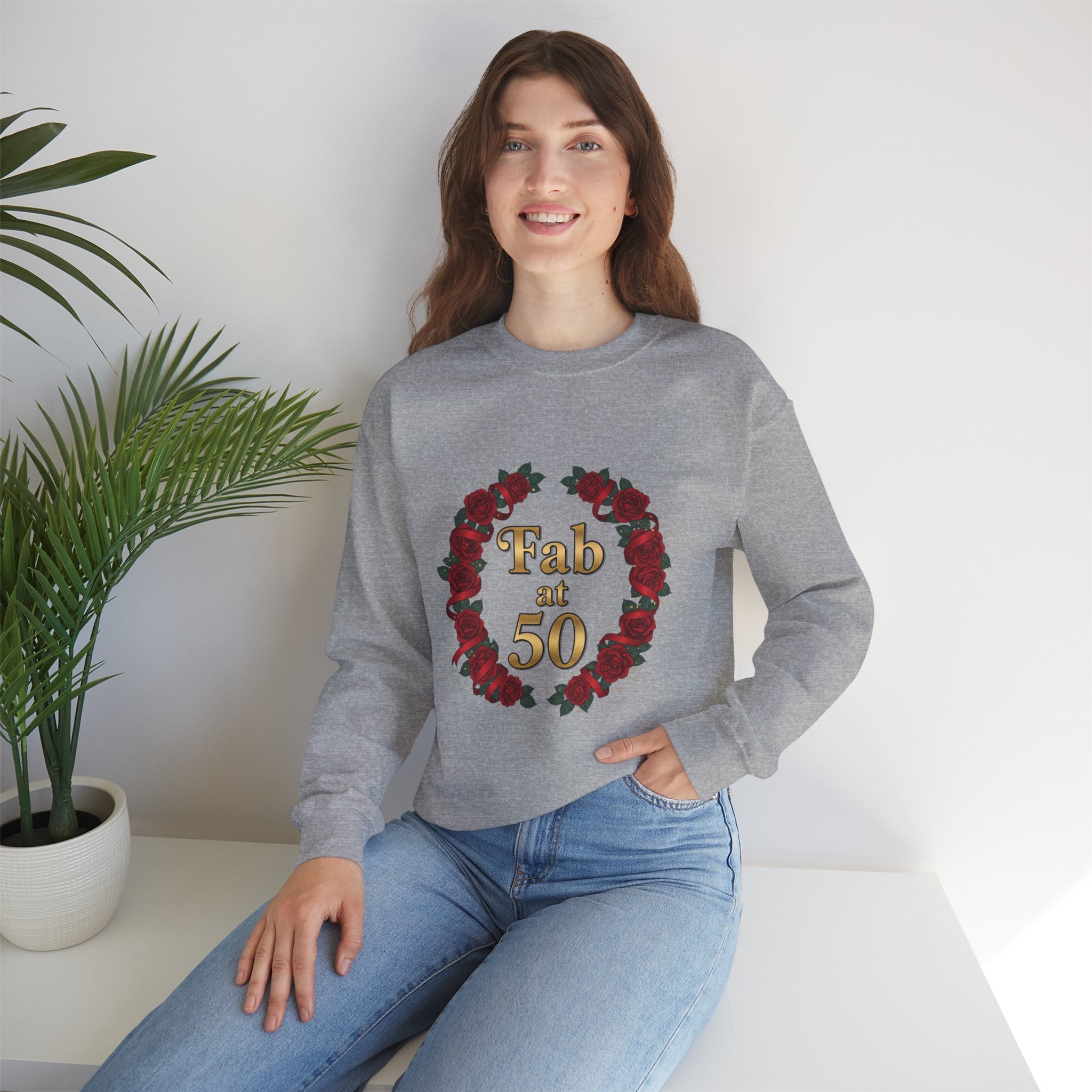 Fab at 50 Rose Wreath Crewneck Sweatshirt