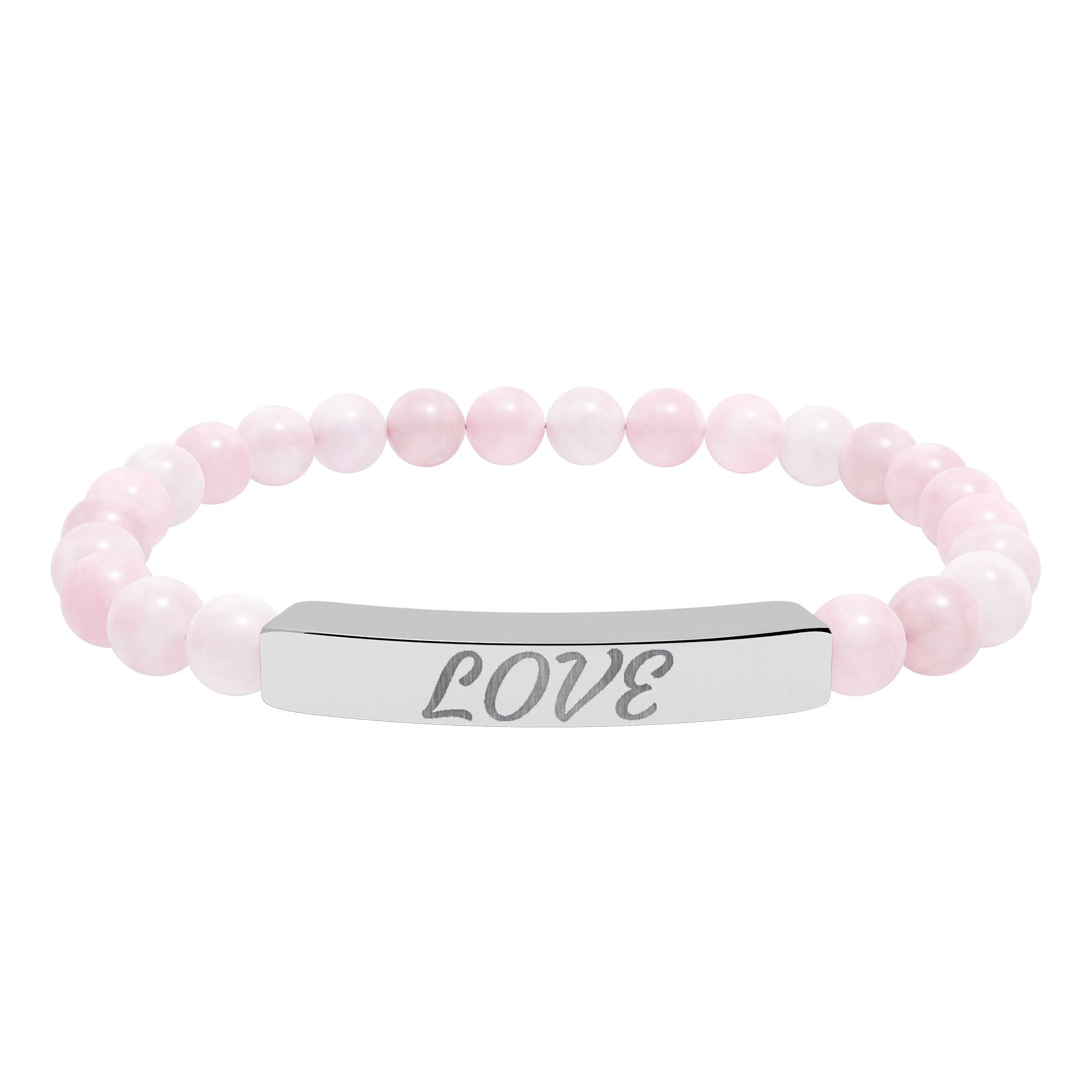 Engraved 'LOVE' Natural Stone Stretch Bar Bracelet
