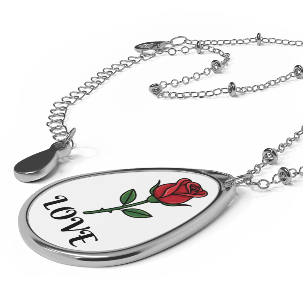 Rose Teardrop Pendant Necklace — Oval Rose Pendant Jewelry
