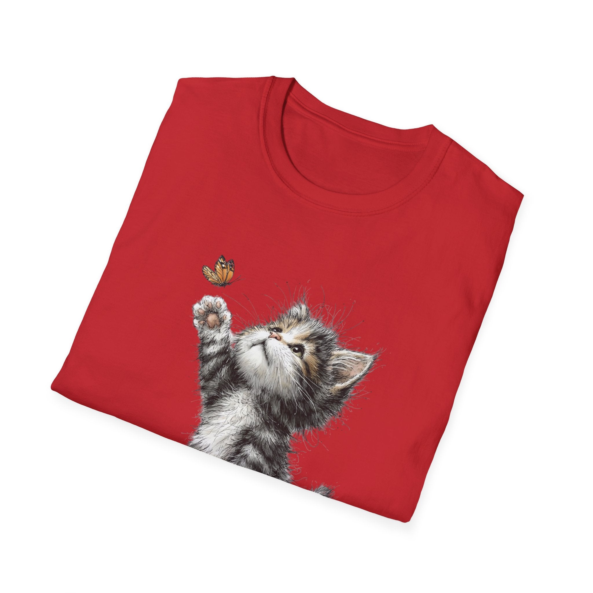 Cute Kitten & Butterfly T-Shirt — Adorable Cat Graphic Tee for Cat Lovers