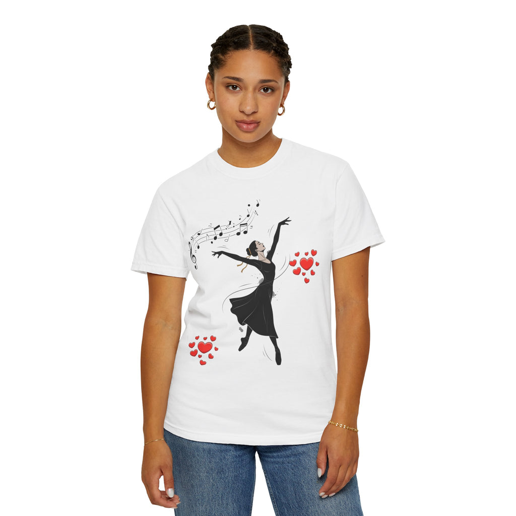 Ballet Dancer Tee with Musical Notes & Hearts