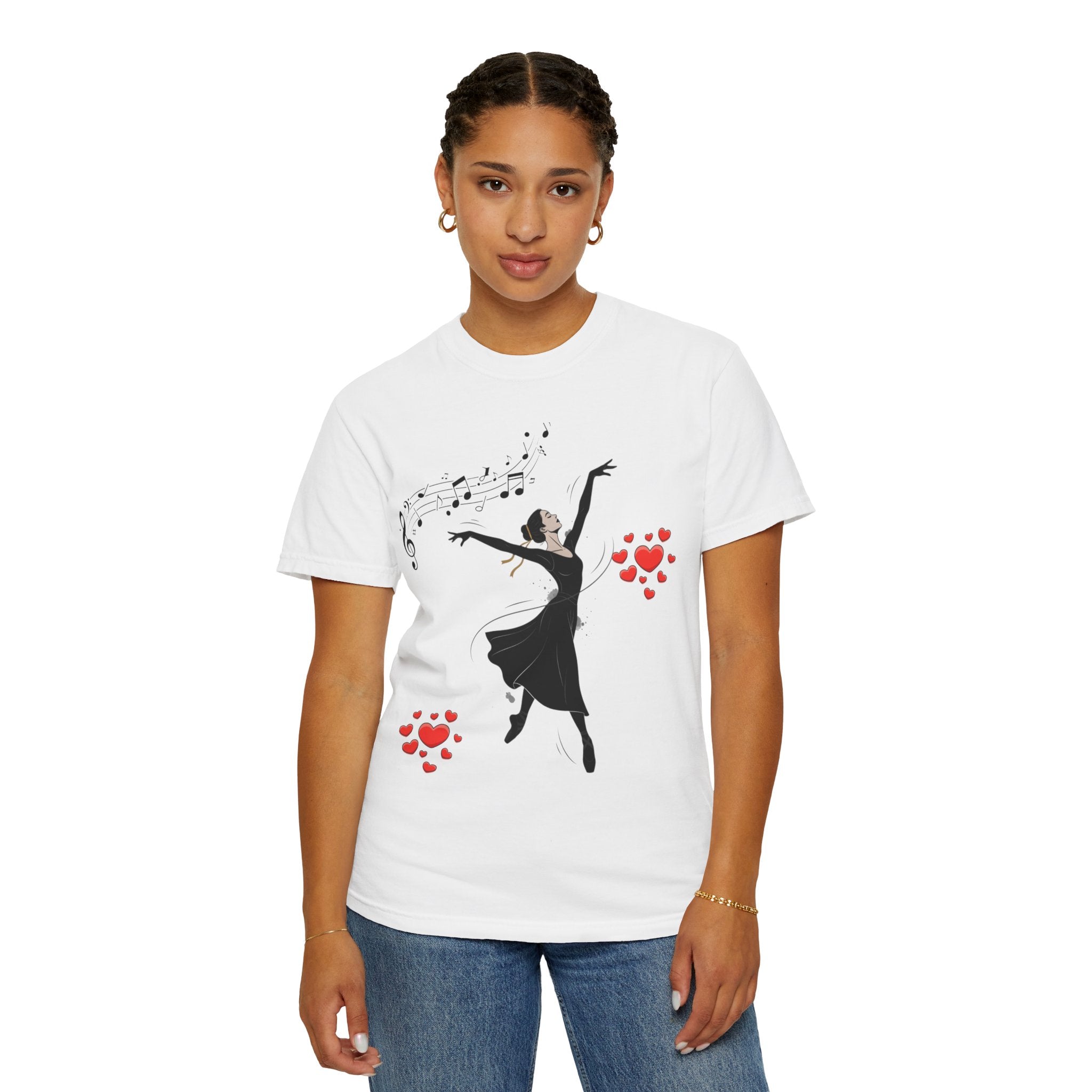 Ballet Dancer Tee with Musical Notes & Hearts