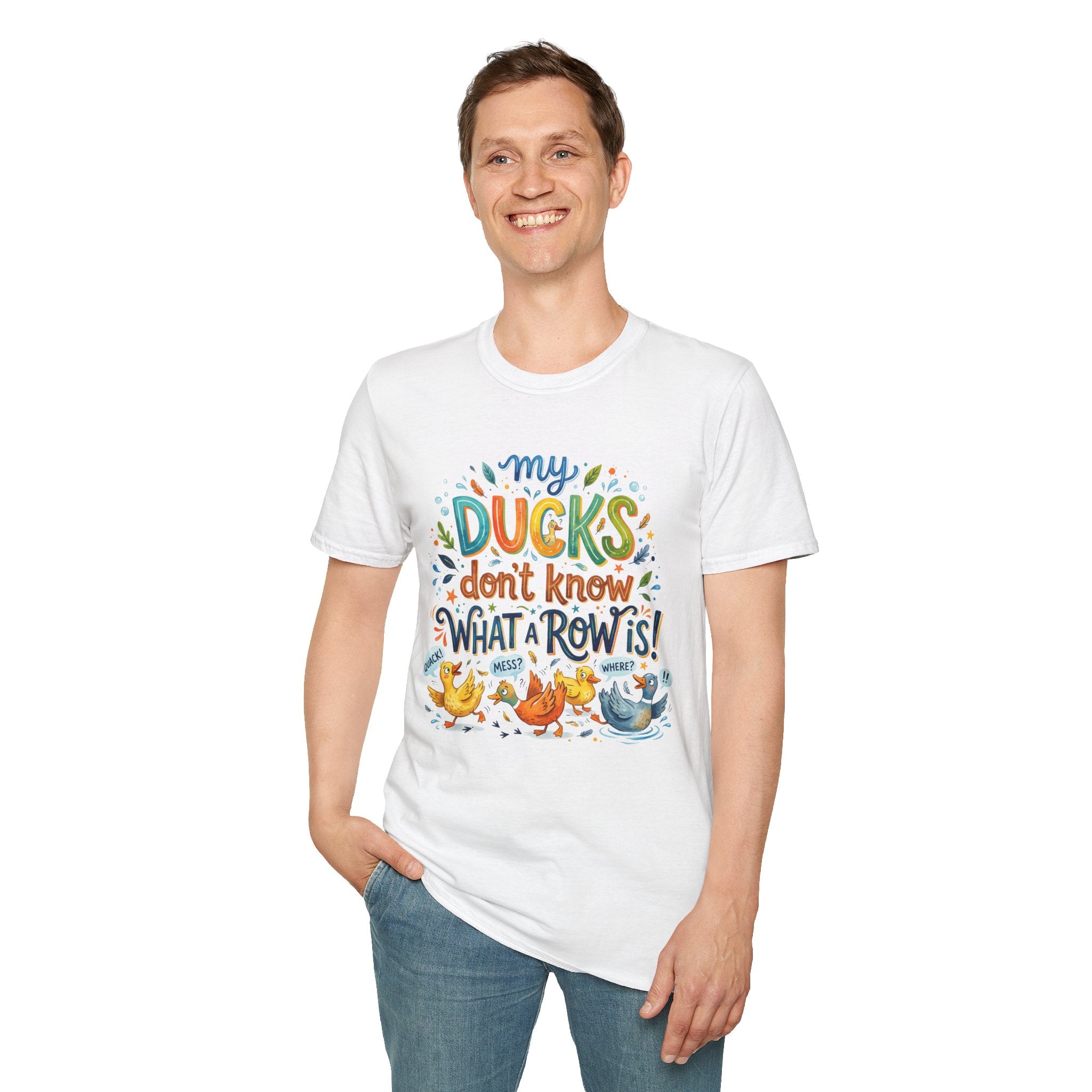T-Shirt — "My Ducks Don't Know What A Row Is" Cute Duck Cartoon Tee