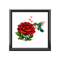 Hummingbird & Red Rose Jewelry Box — Floral Keepsake Box for Gifts