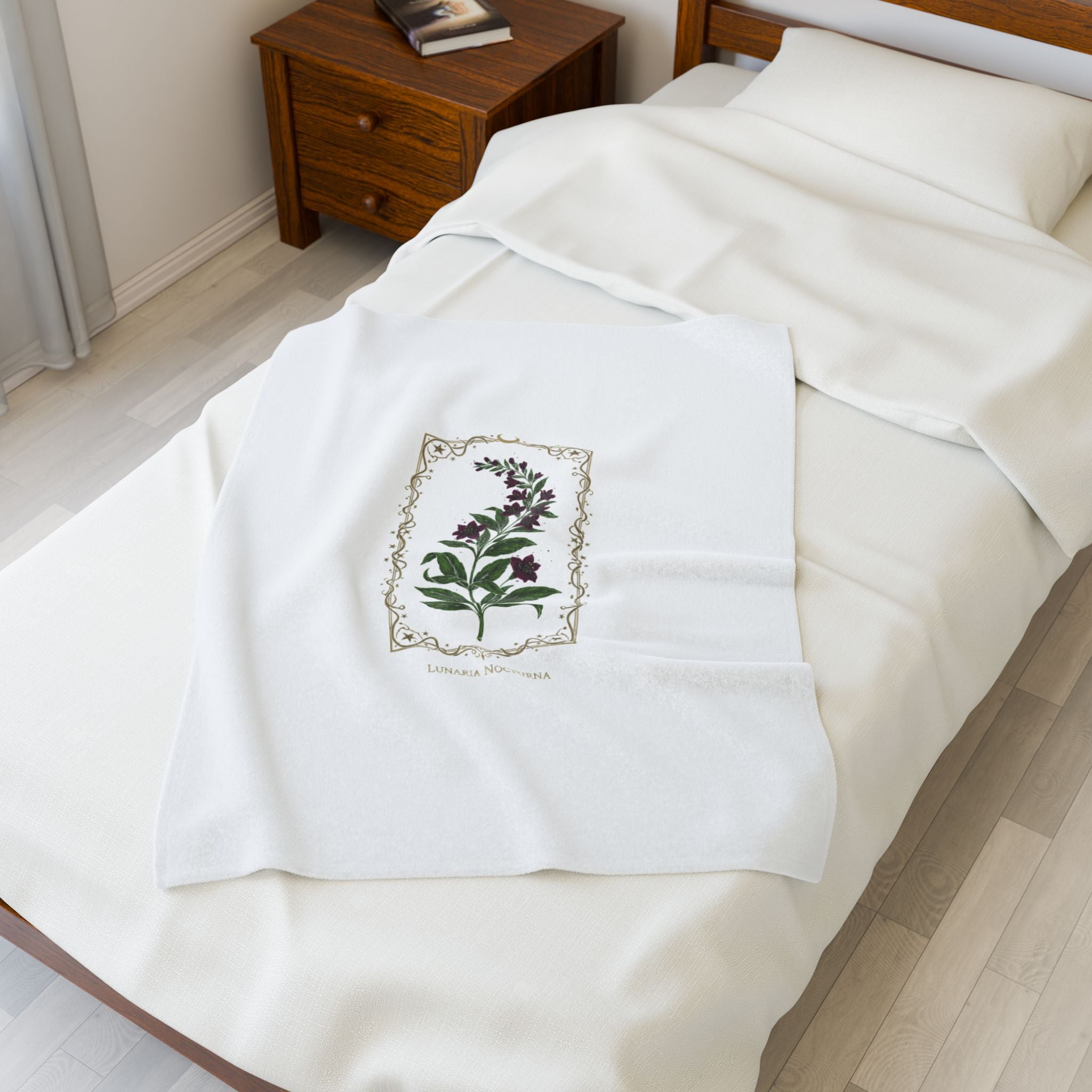 Nightshade Botanical Velvet Blanket | dark botanical, gothic floral