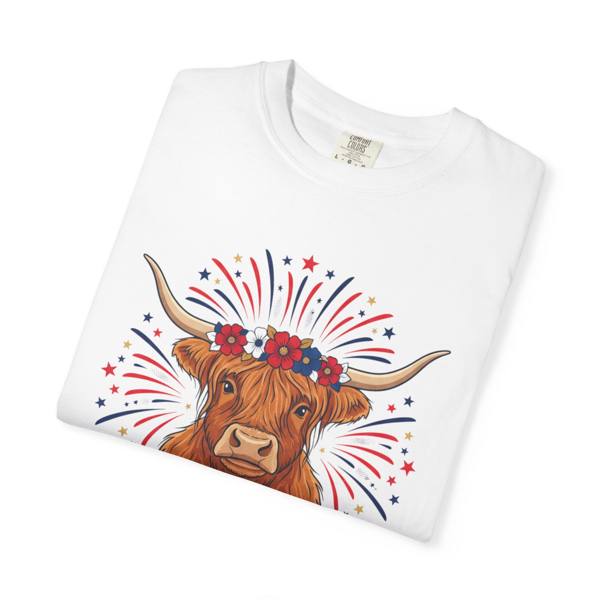 250th Birthday America T-Shirt — Patriotic Longhorn Cow Graphic Tee