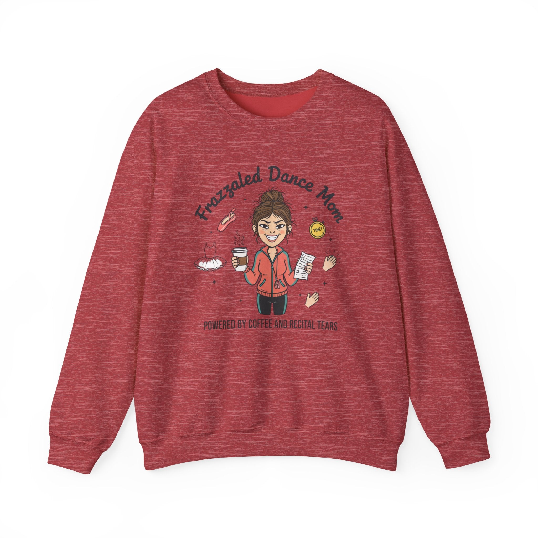 Frazzled Dance Mom Crewneck Sweatshirt – "Powered by Coffee and Recital Tears"