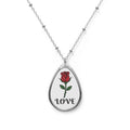 Rose Teardrop Pendant Necklace — Oval Rose Pendant Jewelry