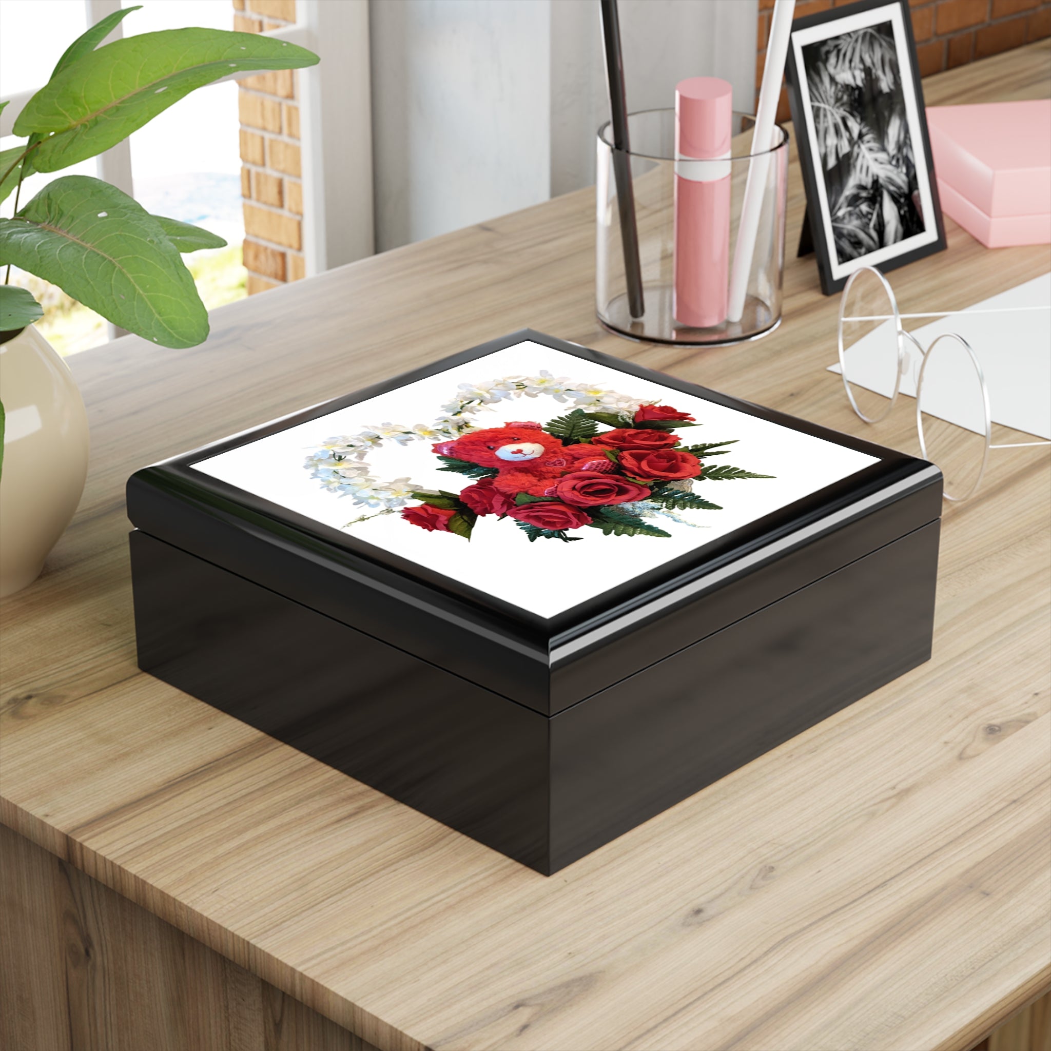 Jewelry Box — Red Rose Teddy Heart Keepsake Box