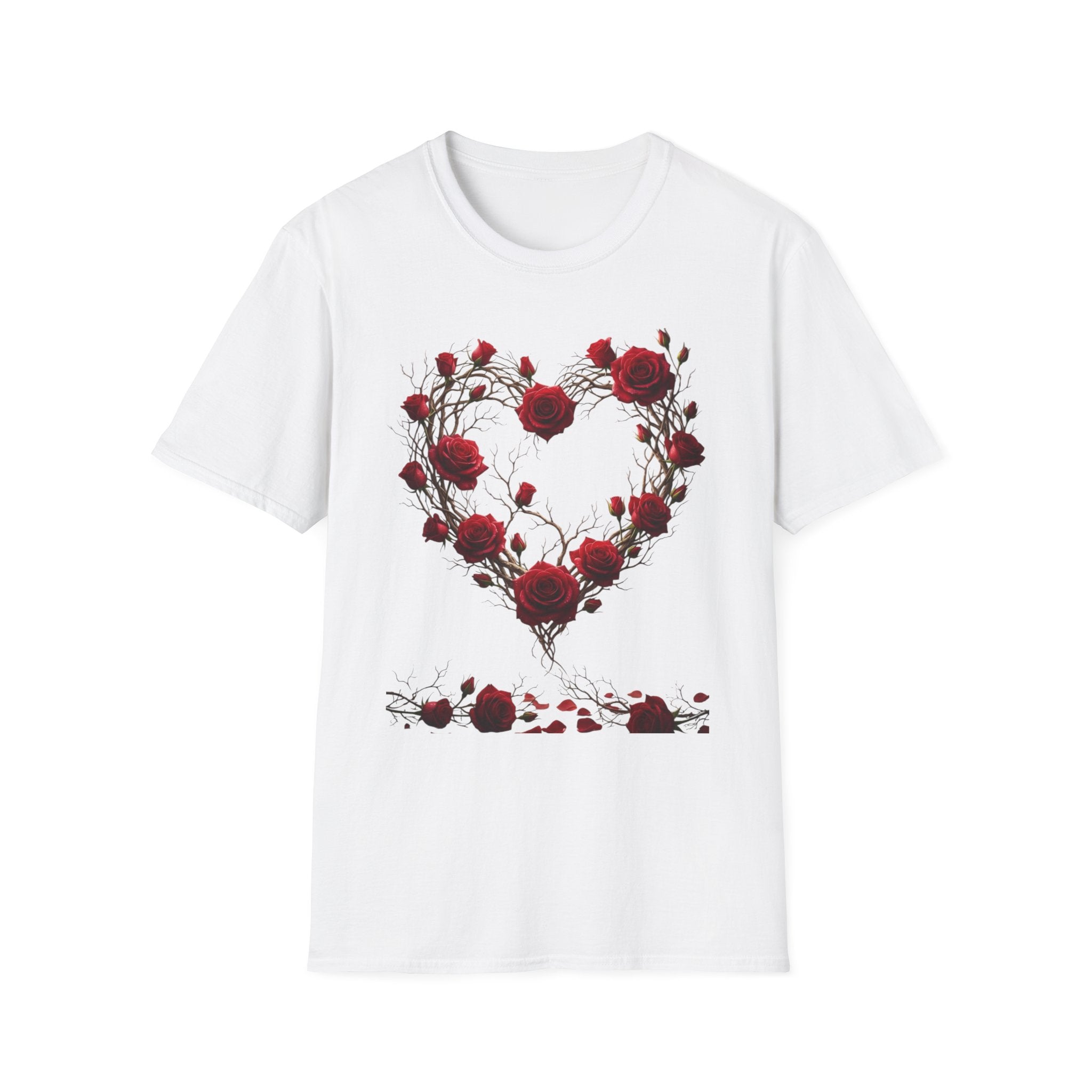 Rose Vine Heart T-Shirt — Heart of Vines with Red Roses
