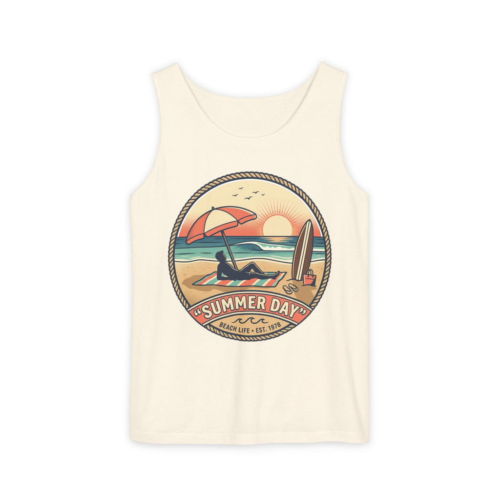 Summer Day Beach Tank Top — Retro Surf Paradise Design