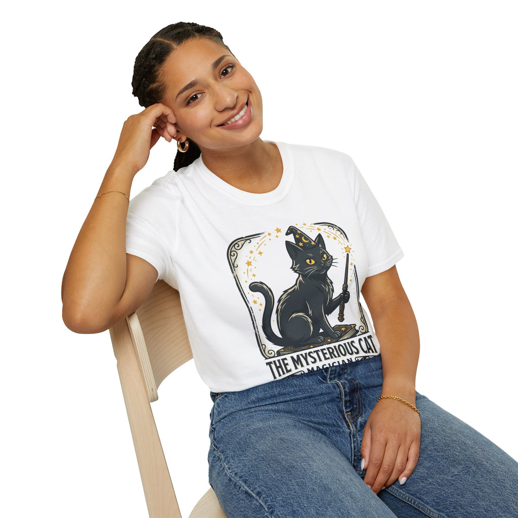 Magician Cat T-Shirt — "The Mysterious Cat" Cute Black Cat Magic Graphic Tee