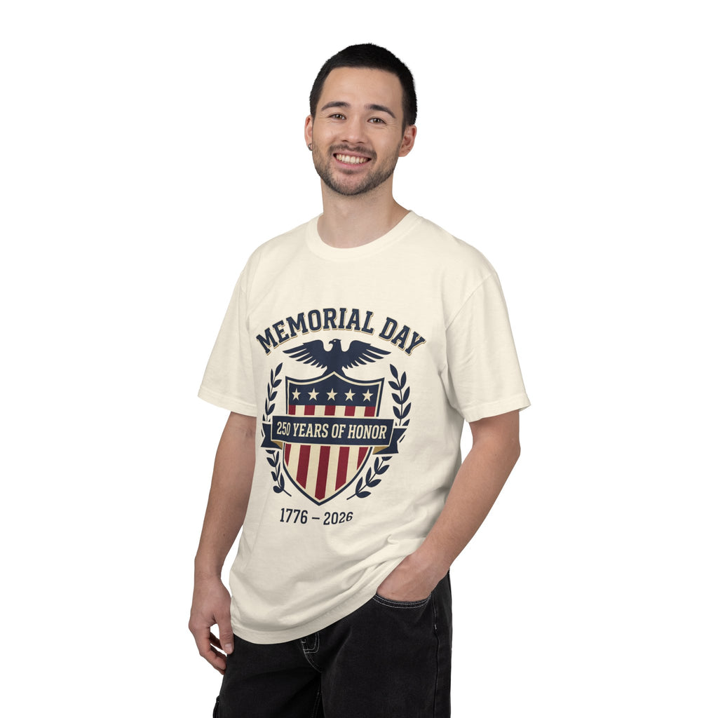 Memorial Day Shield T-Shirt — "250 Years of Honor 1776–2026" Patriotic Tee
