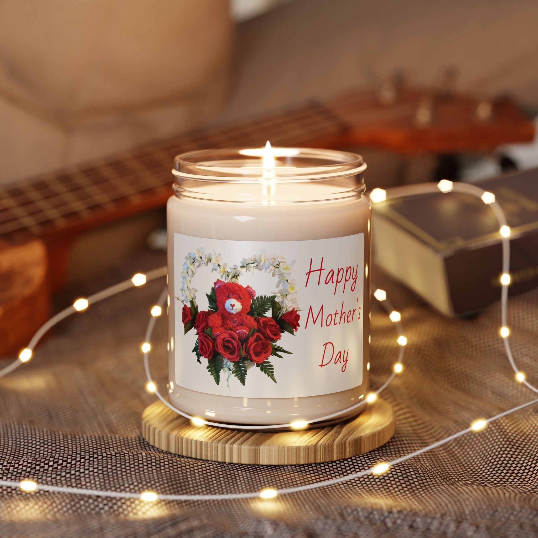 Soy Candle — "Happy" Floral Heart Scented Jar (9oz)