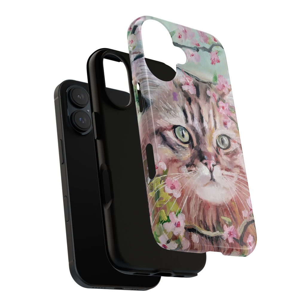 iPhone 16 Floral Cat Tough Phone Case — Protective Botanical Cat Design
