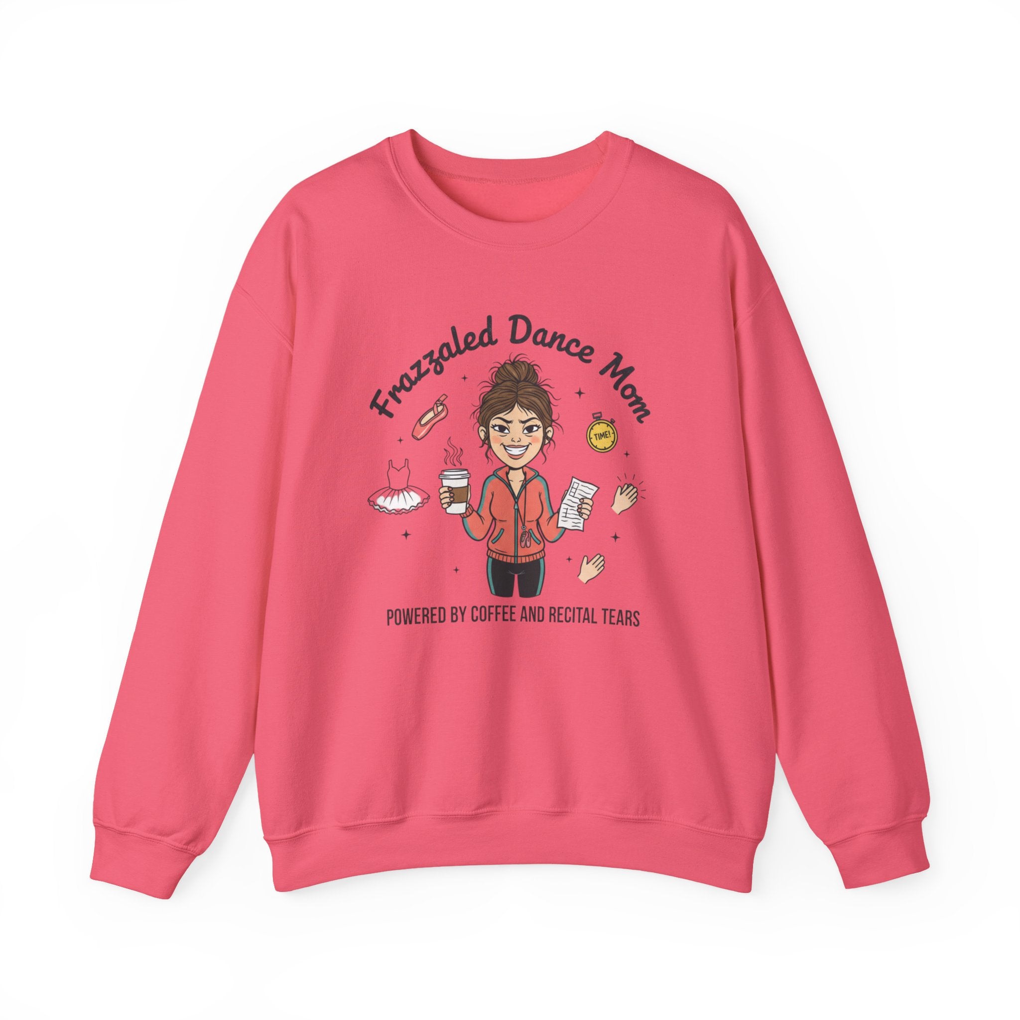 Frazzled Dance Mom Crewneck Sweatshirt – "Powered by Coffee and Recital Tears"
