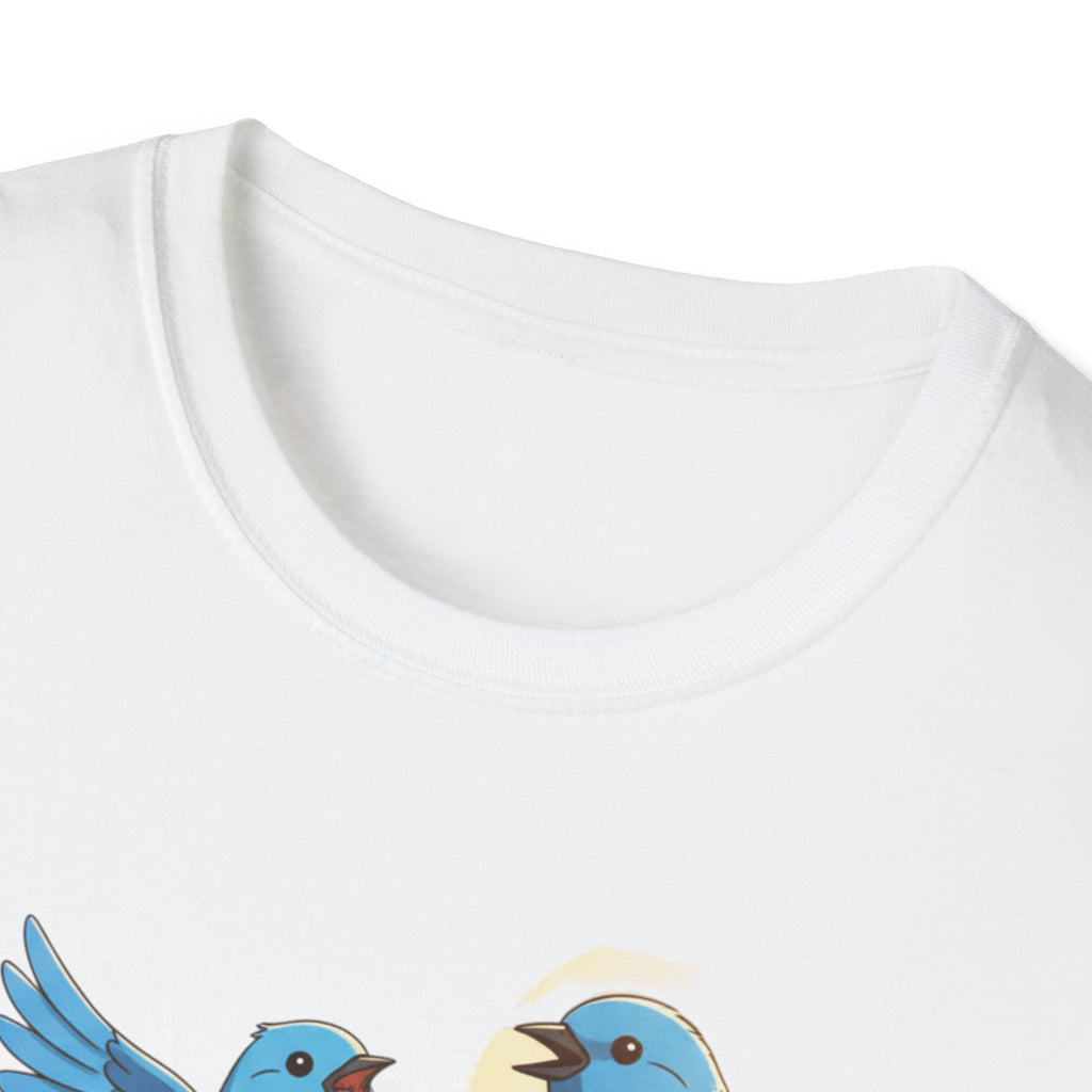 Blue Birds on Branch T-Shirt — Trio of Bluebirds Graphic Tee