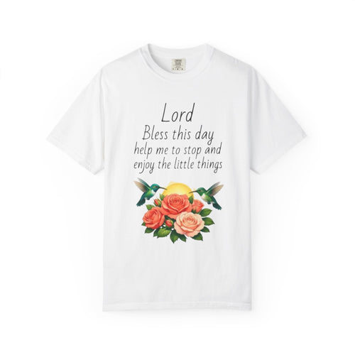 Christian Floral T‑Shirt — “Lord Bless This Day” Inspirational Prayer Tee