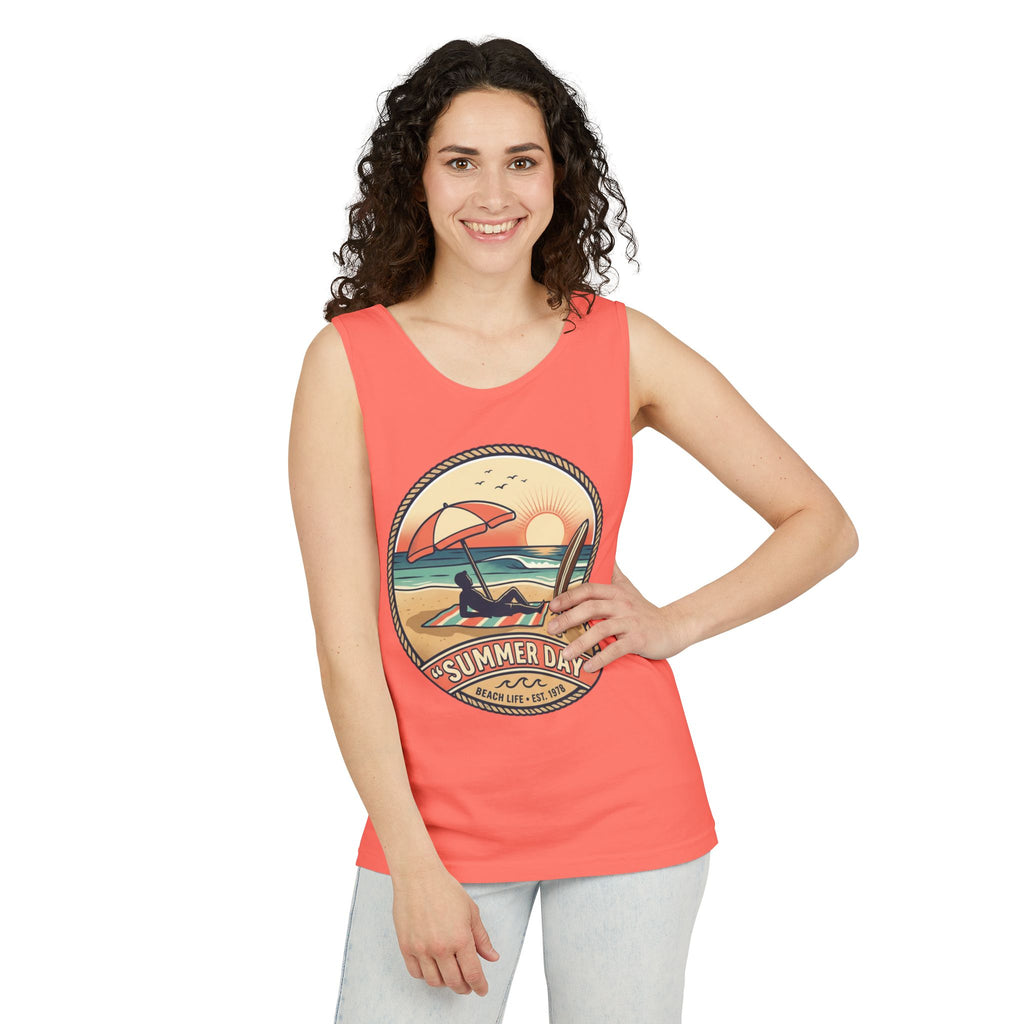 Summer Day Beach Tank Top — Retro Surf Paradise Design