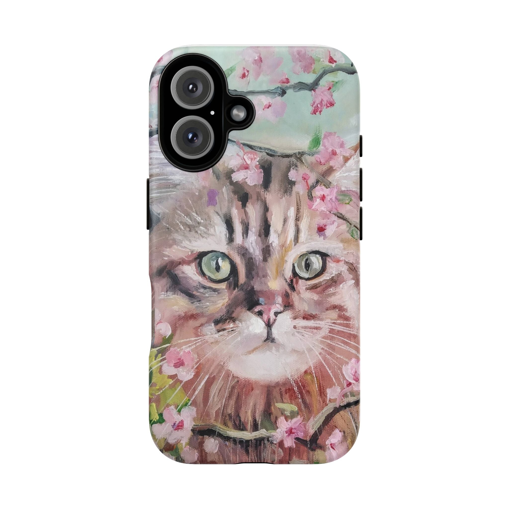 iPhone 16 Floral Cat Tough Phone Case — Protective Botanical Cat Design