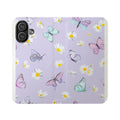 iPhone 17 Butterfly Daisy Flip Phone Case — Floral Wallet Cover for Women
