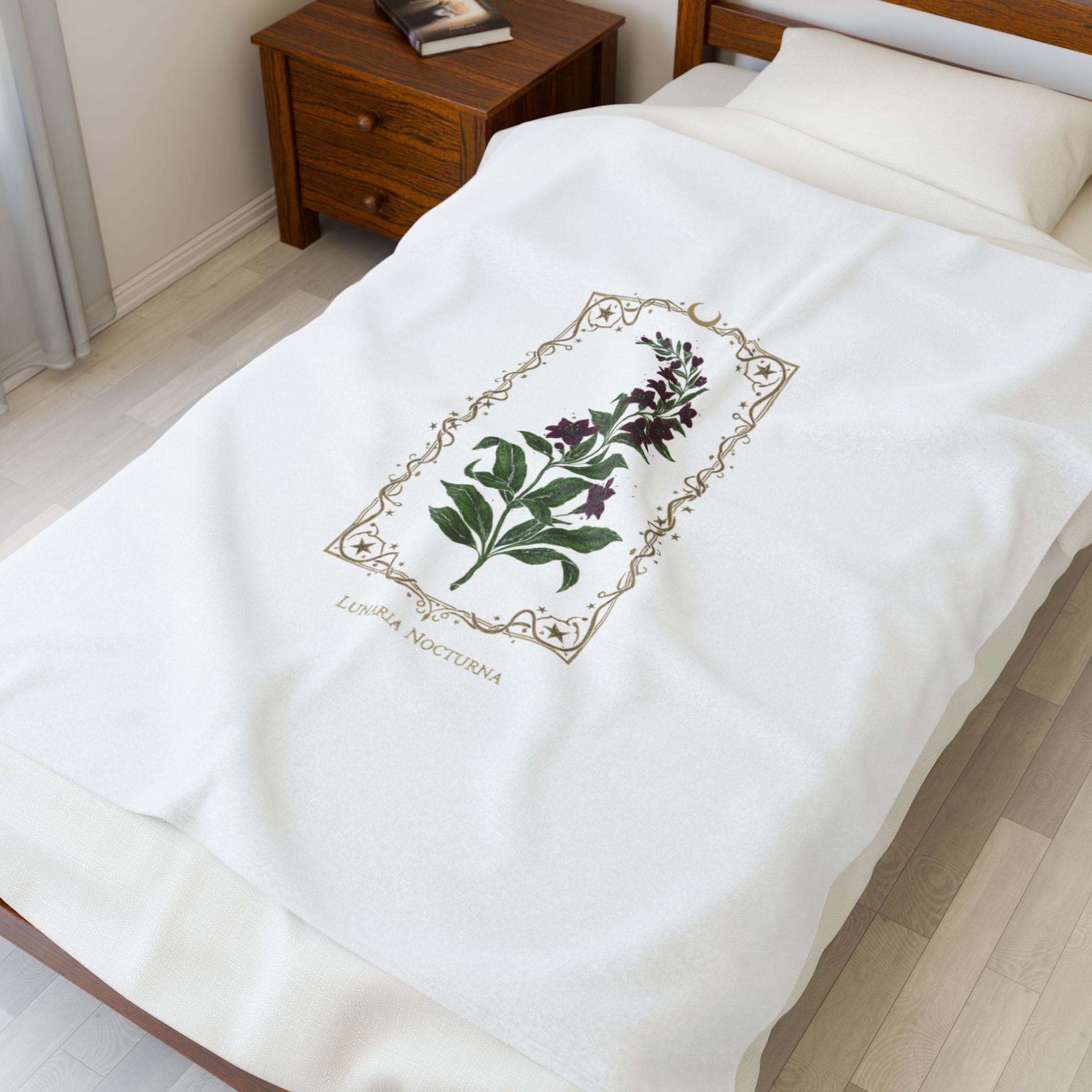 Nightshade Botanical Velvet Blanket | dark botanical, gothic floral