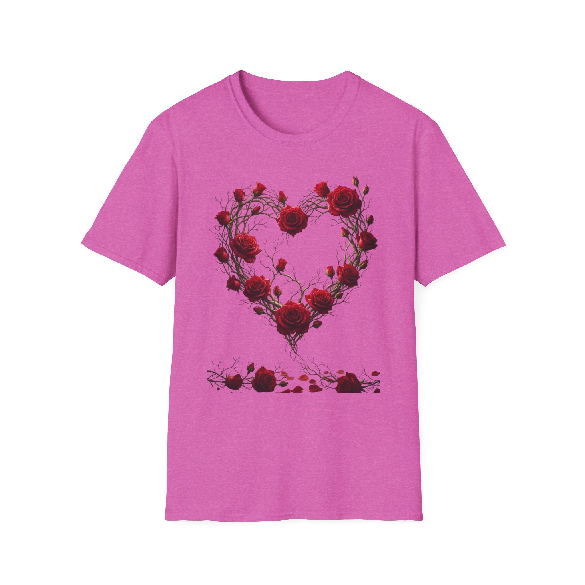 Rose Vine Heart T-Shirt — Heart of Vines with Red Roses