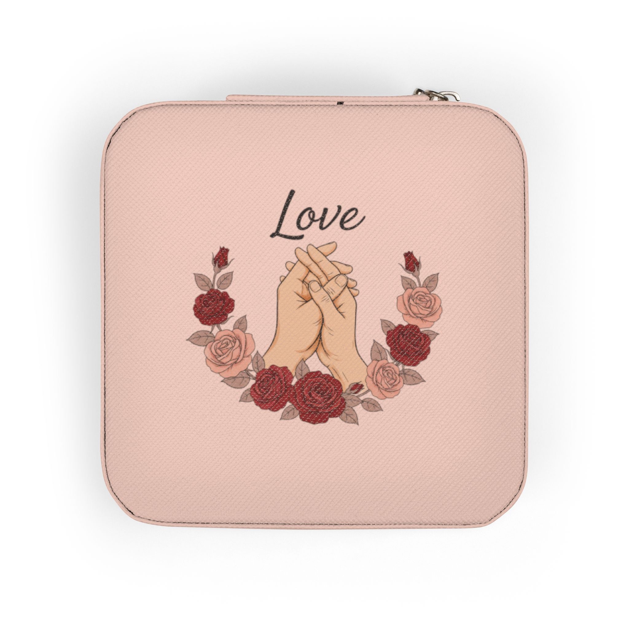 Jewelry Travel Case — 'Roses Loving Hands' Floral Jewelry Organizer