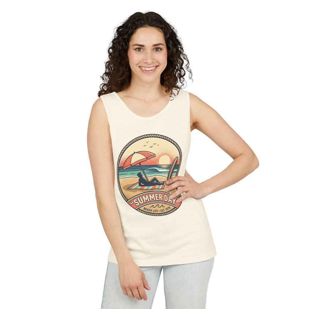 Summer Day Beach Tank Top — Retro Surf Paradise Design