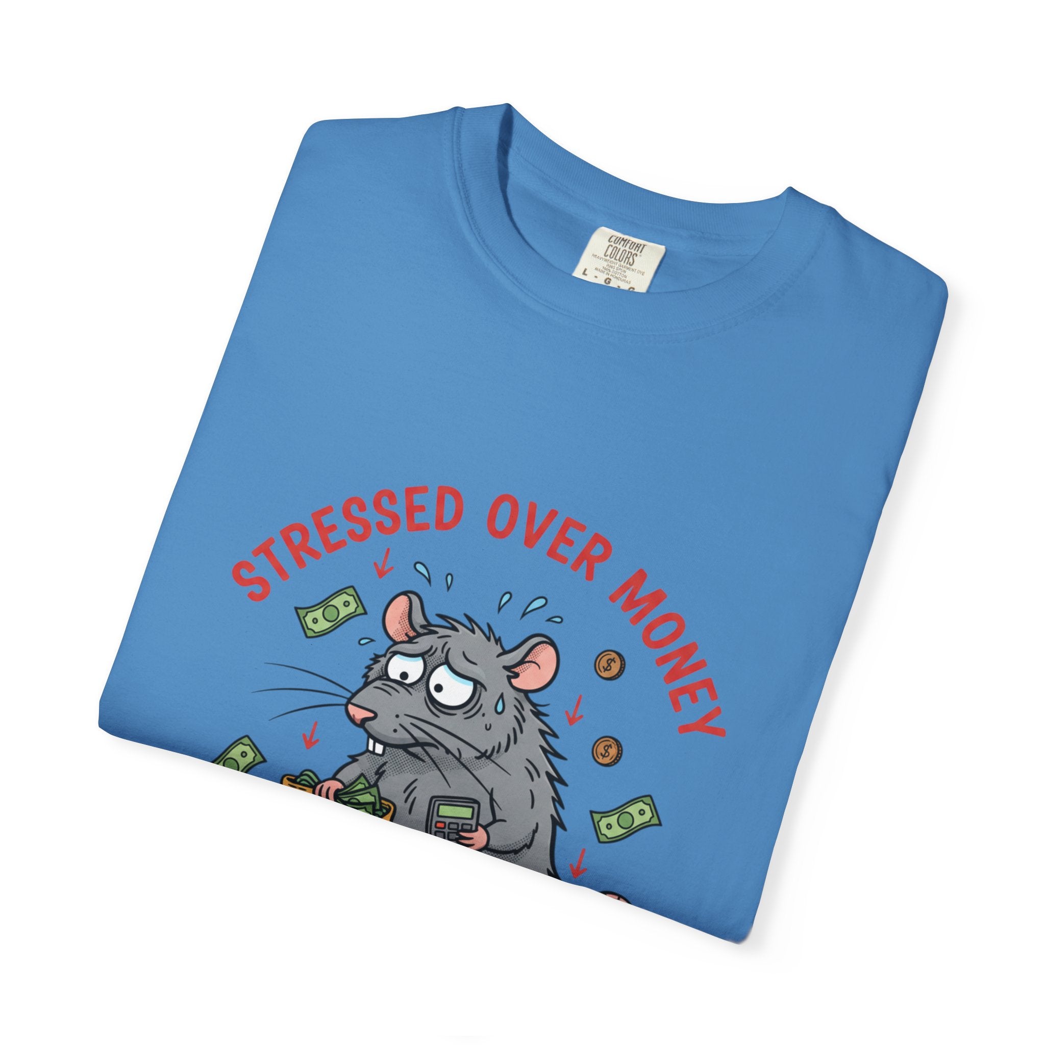 Stressed Over Money T-Shirt — Cute Snack-Loving Rat Graphic Tee