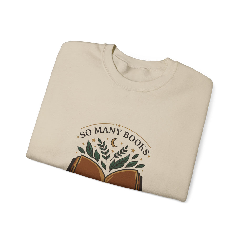 So Many Books Reading Sweatshirt | Book Lover, Cozy Reader