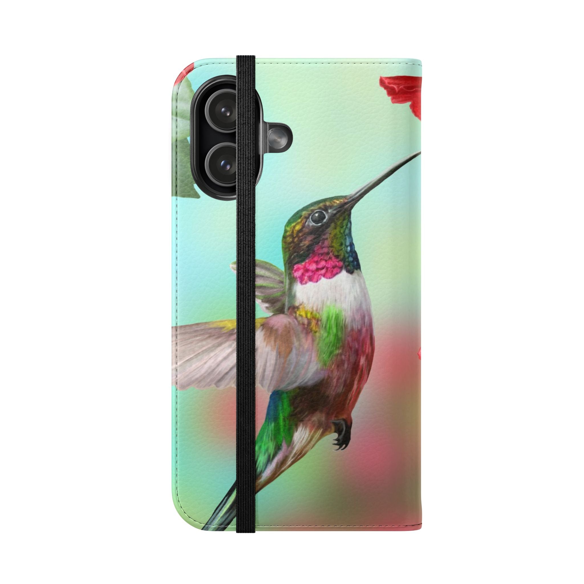 iPhone 17 Hummingbird & Red Hibiscus Flip Phone Case