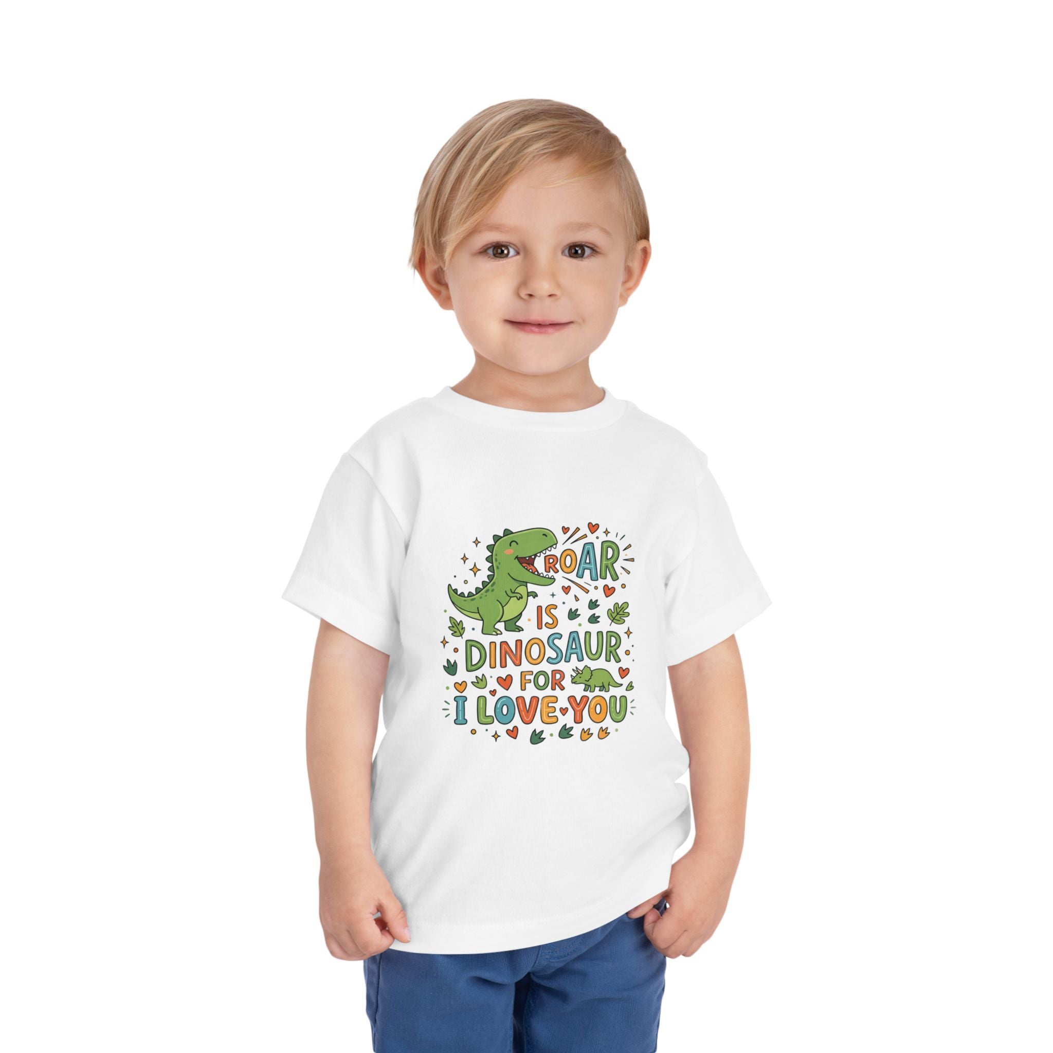 Toddler Tee — "Roar is Dinosaur for I Love You" Cute Dino Kids Shirt