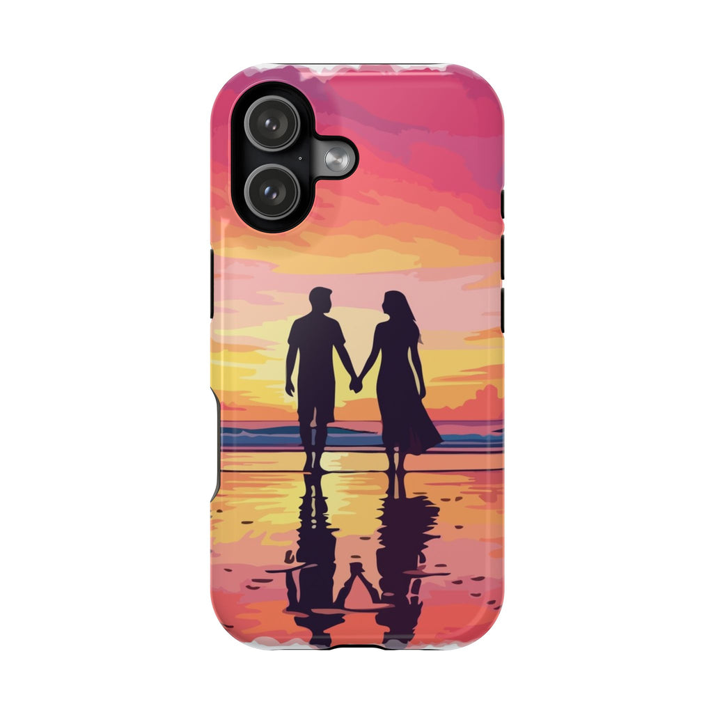 iPhone 17 Romantic Sunset Couple Phone Case — Impact-Resistant Protective Cover