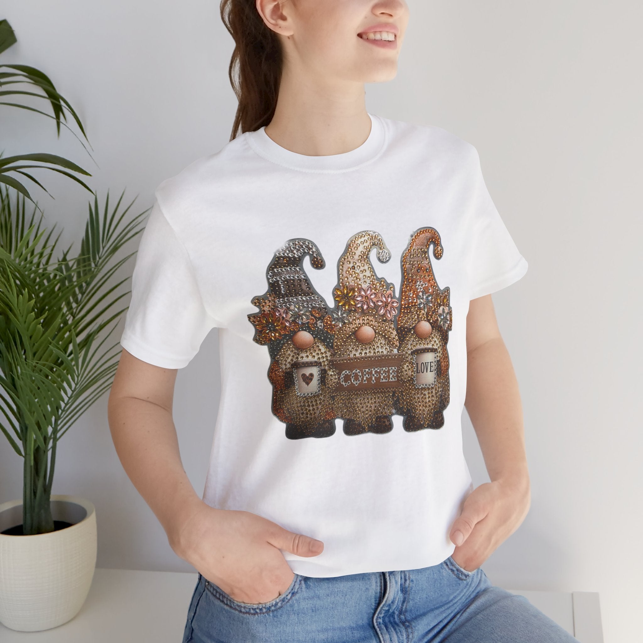 Coffee Gnome T-Shirt — Cozy Rustic Gnomes with 'Coffee' Sign