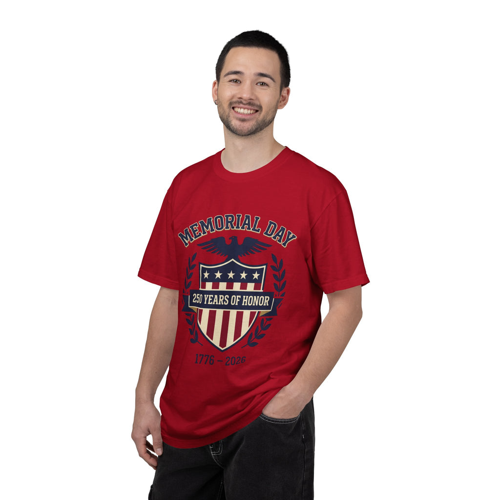 Memorial Day Shield T-Shirt — "250 Years of Honor 1776–2026" Patriotic Tee