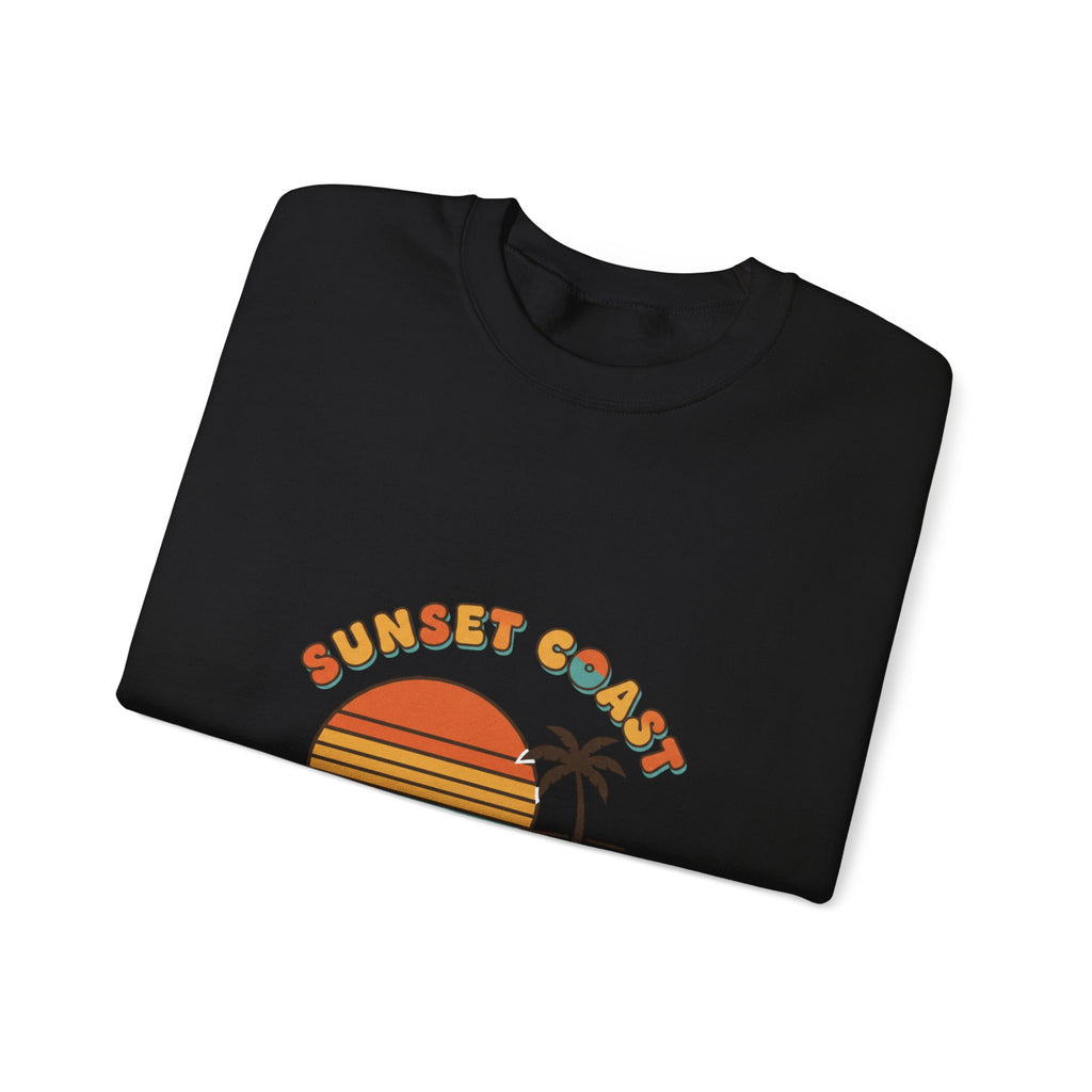 Sunset Coast Camper Crewneck Sweatshirt | 70s Sunset, Retro Surf Graphic