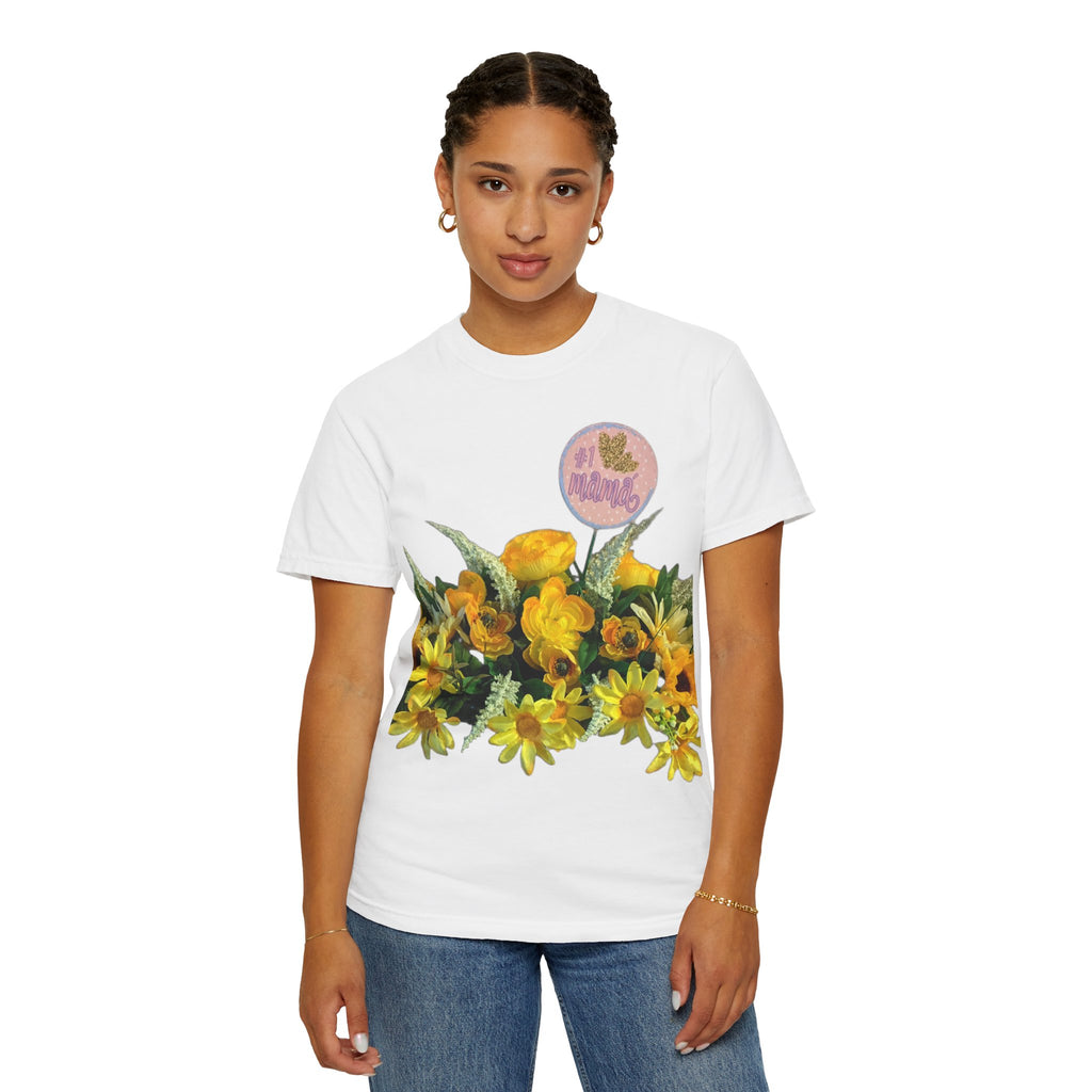 Floral Yellow Bouquet T-shirt — "#1 Mama" Graphic Tee