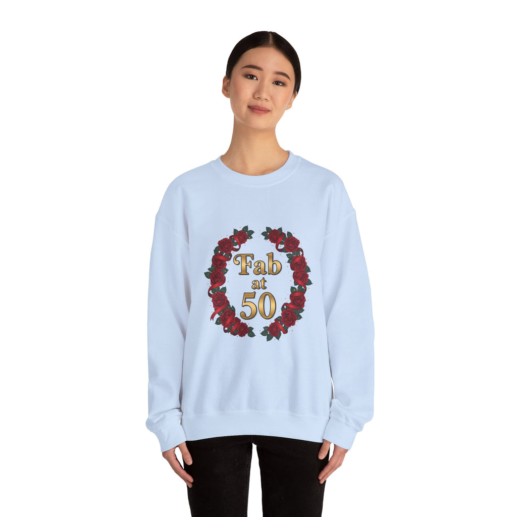 Fab at 50 Rose Wreath Crewneck Sweatshirt