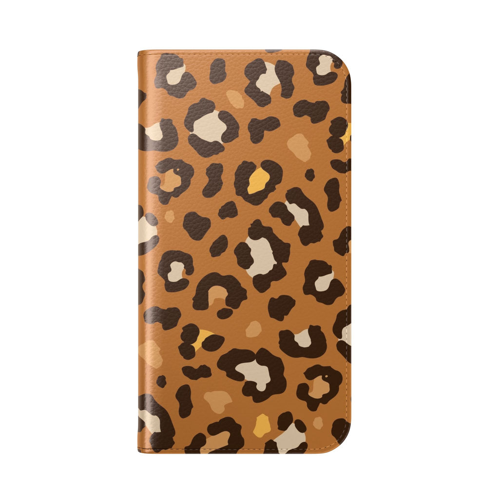 iPhone 17 Leopard Print Flip Phone Case – Wallet Folio Card Holder, Stylish Animal Print