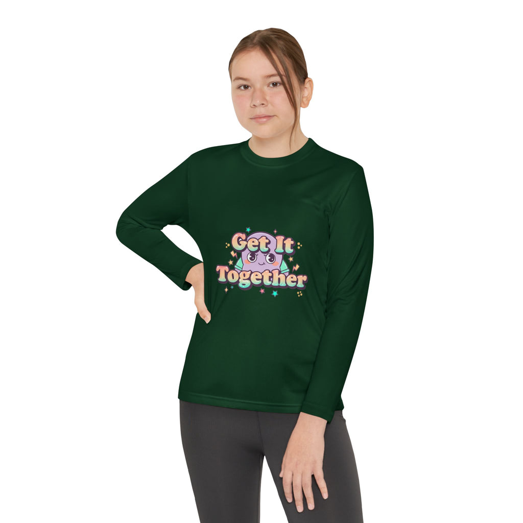 Get It Together Youth Long Sleeve Tee — Colorful Retro Motivation Shirt