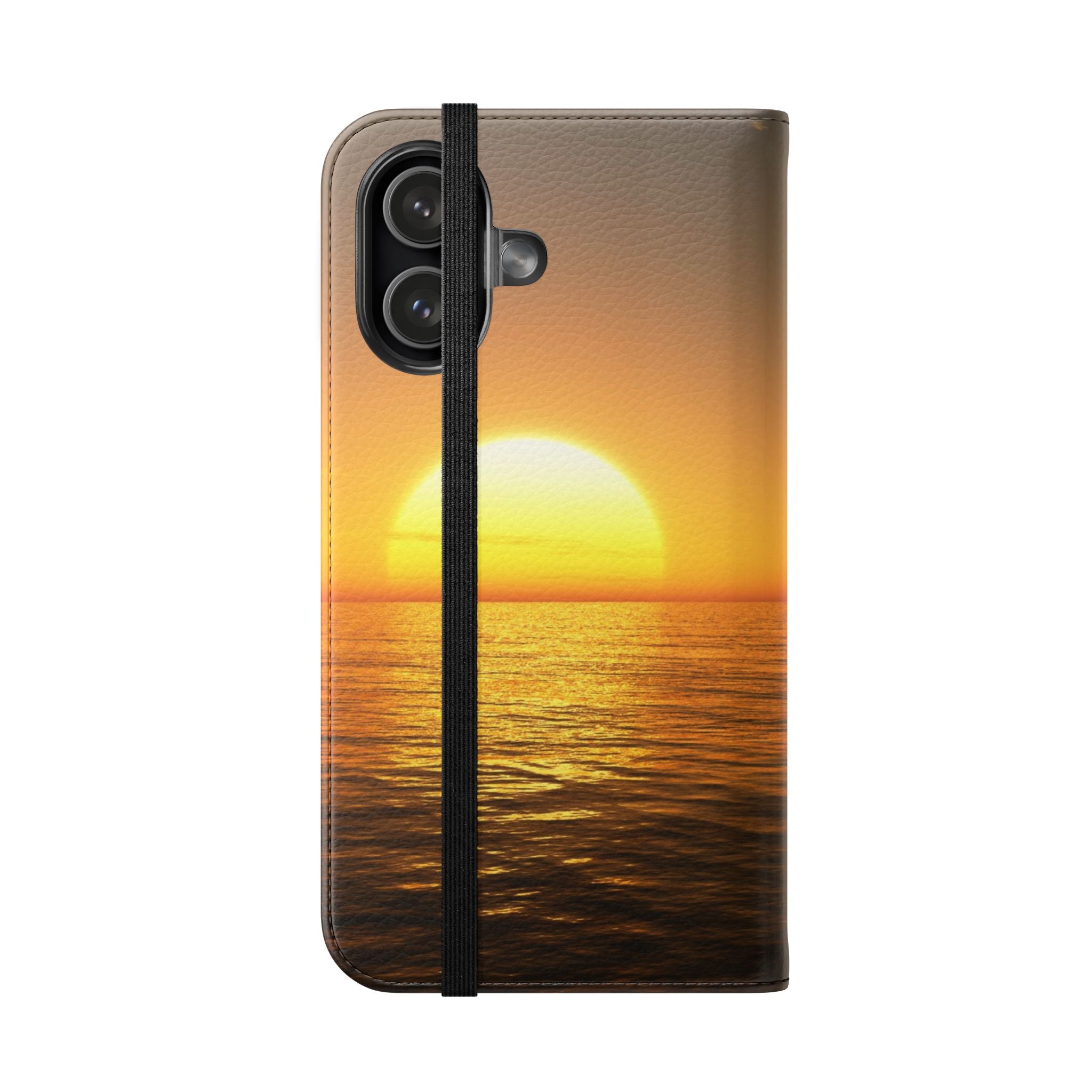 iPhone 17 Sunset Ocean Flip Case — Beach Phone Wallet with Card Slots