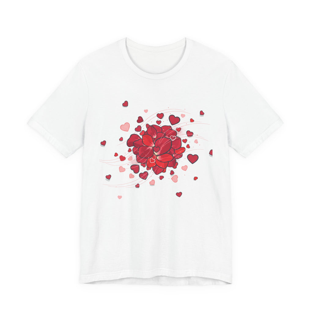 Heart Rose T-Shirt — Red Floral Heart Bouquet Tee