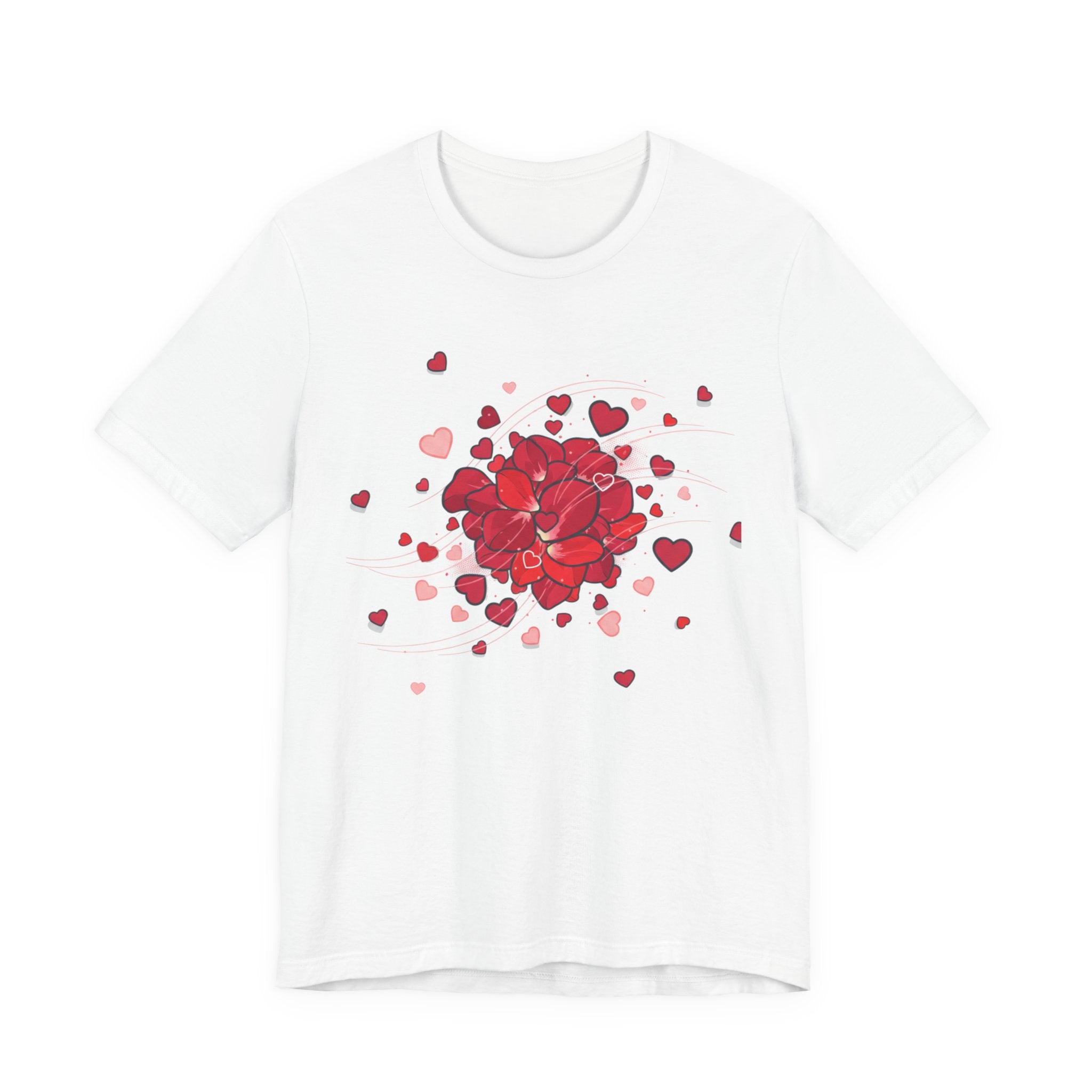Heart Rose T-Shirt — Red Floral Heart Bouquet Tee