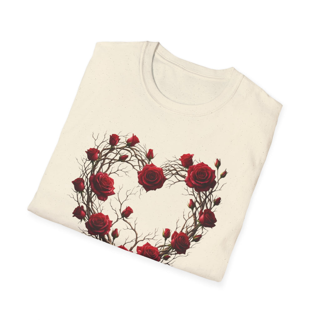 Rose Vine Heart T-Shirt — Heart of Vines with Red Roses