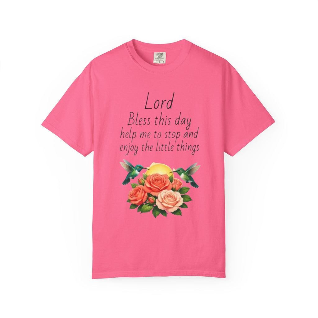Christian Floral T‑Shirt — “Lord Bless This Day” Inspirational Prayer Tee
