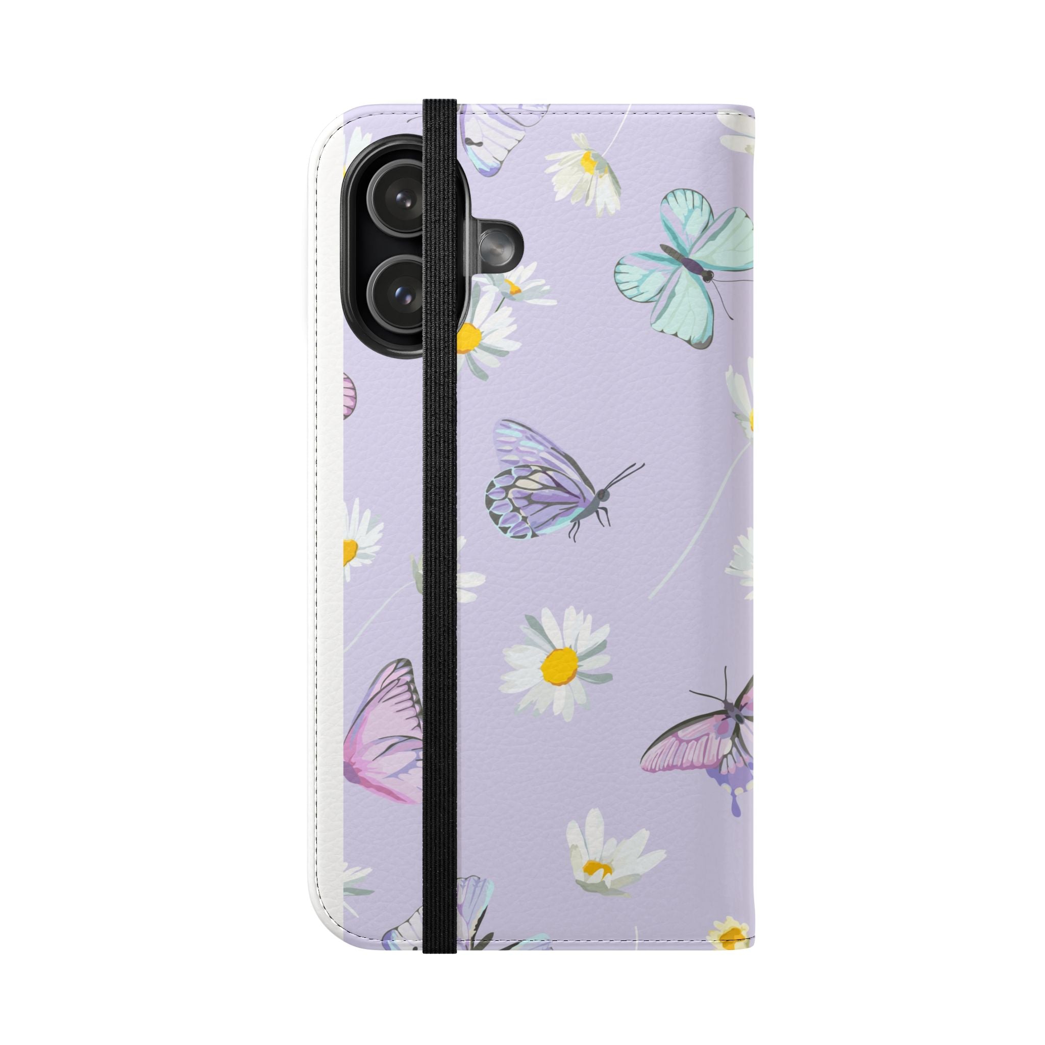 iPhone 17 Butterfly Daisy Flip Phone Case — Floral Wallet Cover for Women